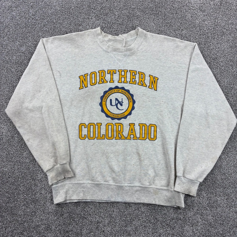 Vintage‎ University of Northern Colorado Sweatshirt Mens L Gray Crewneck Crest